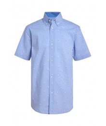 Chaps Light Blue Nautical Print Short Sleeve Shirt